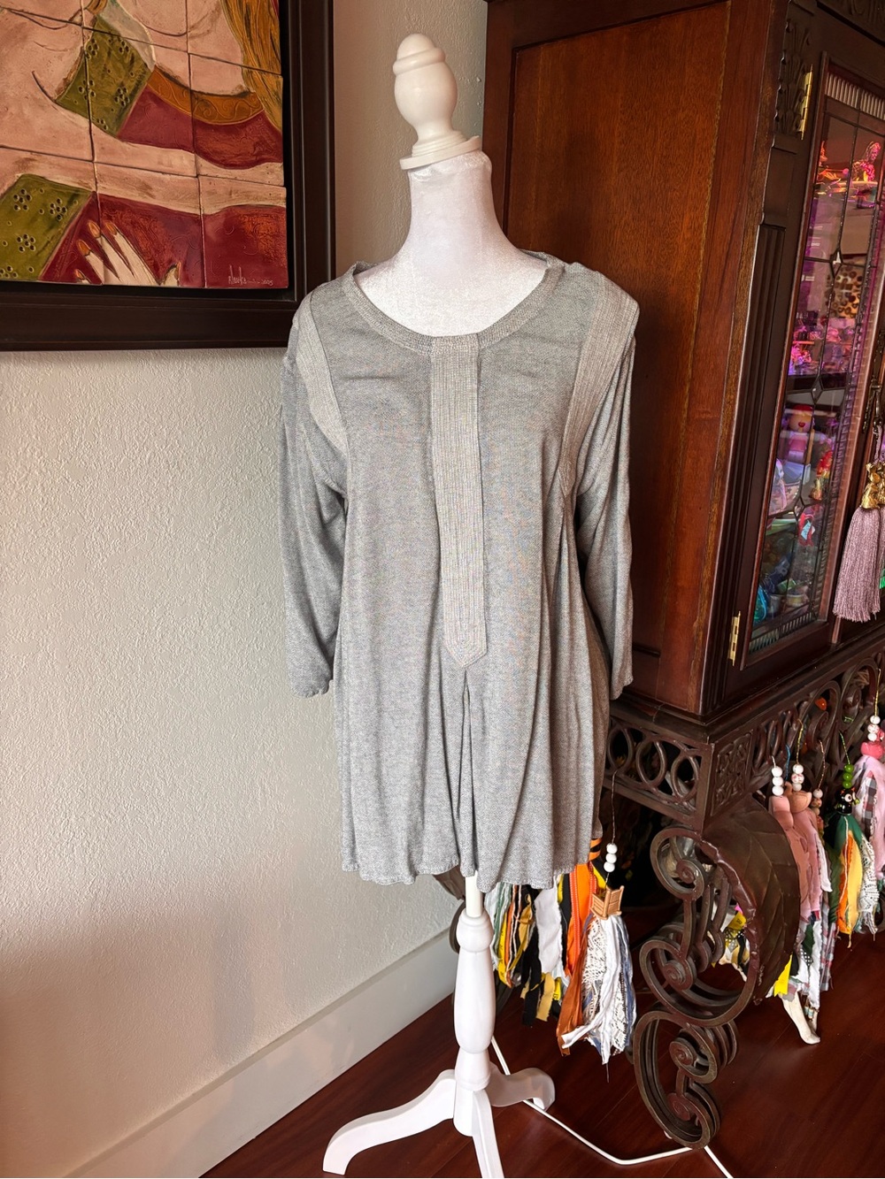 Gray Women's Long Sleeve Tunic Top - Soft Lightweight